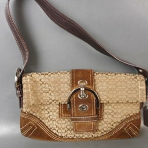 Coach Mini Soho Baguette Khaki Brown Leather Suede